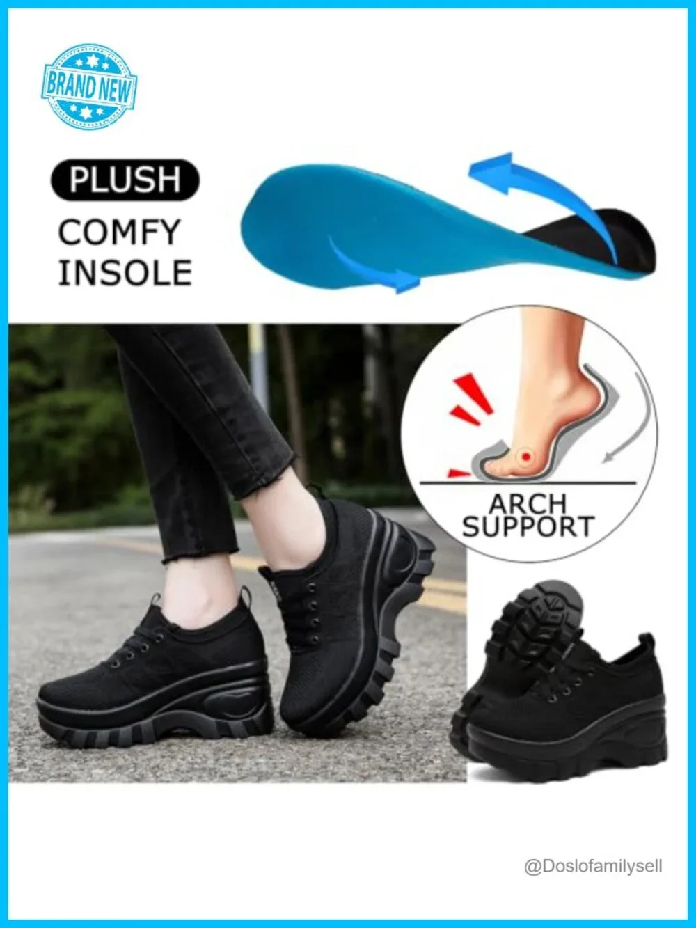Women's Chunky Platform Wedge Walking Shoes Knit Breathable Orthopedic Sneakers